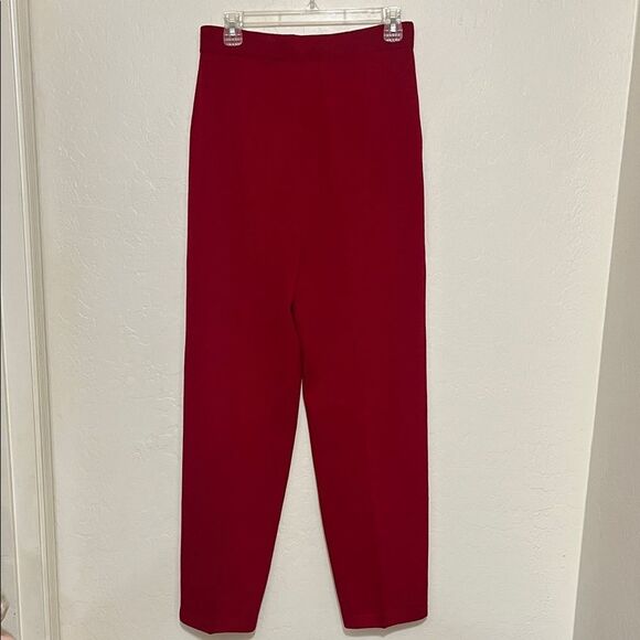 Vintage St. John Collection Marie Gray Santana Red Pockets Pants Luxury - Picture 2 of 11